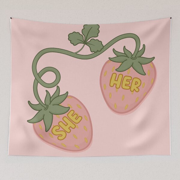 Item preview, Strawberries She/Her Pronouns designed and sold by MoonMint.