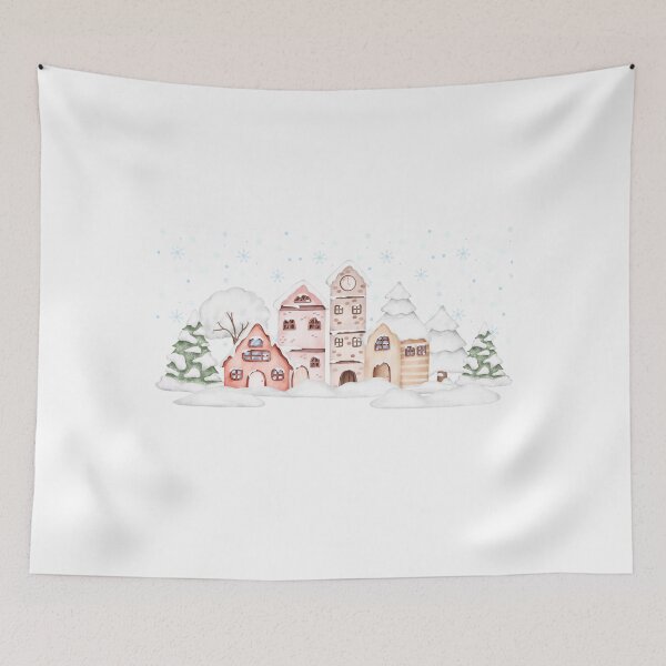 Item preview, Christmas Town – Winter Illustration with Falling Snow designed and sold by iamKRUK.