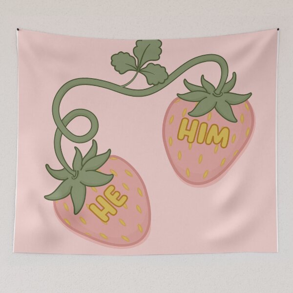Item preview, Strawberries He/Him Pronouns designed and sold by MoonMint.