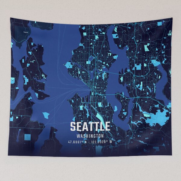 Item preview, Seattle Midnight City Map designed and sold by HomeLivingCo.
