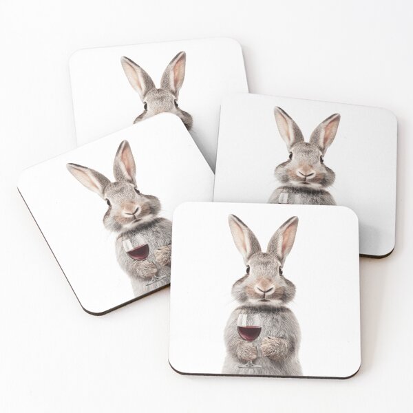 Item preview, Cute Rabbit Holding Wine Glass Digital Illustration designed and sold by LazyOwlStore.