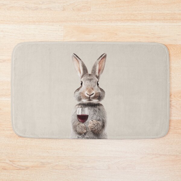 Item preview, Cute Rabbit Holding Wine Glass Digital Illustration designed and sold by LazyOwlStore.