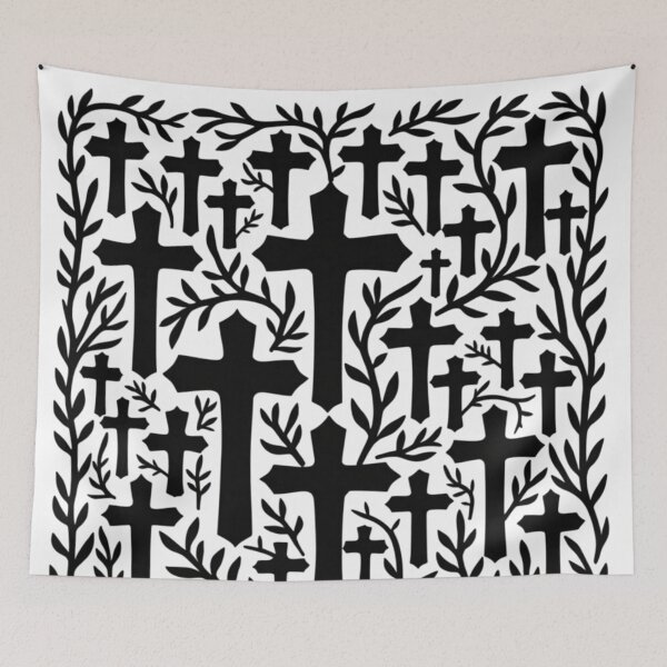 Item preview, Black White Moiré Seamless Pattern | Minimalist Kinetic Cross Vine Repeat designed and sold by ebocraft.