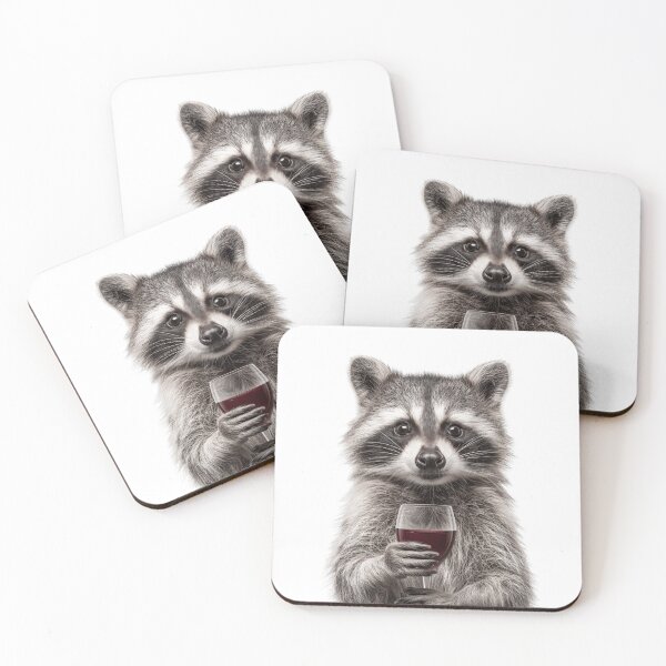Item preview, Cute Raccoon Holding Wine Glass  designed and sold by LazyOwlStore.