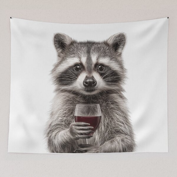Item preview, Cute Raccoon Holding Wine Glass  designed and sold by LazyOwlStore.