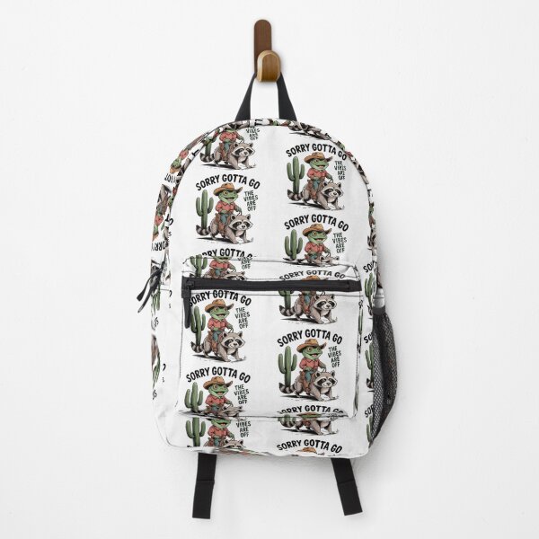 Item preview, Sorry Gotta Go The Vibes Are Off Frog Cowboy Riding Raccoon Funny Cartoon Western Meme designed and sold by Printsouf.