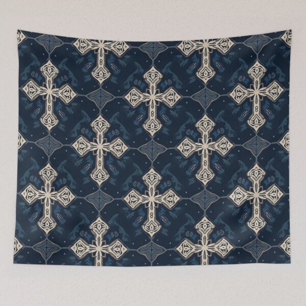 Item preview, Art Deco Cross Moiré Seamless Pattern | Geometric Faith Revival Decor Repeat designed and sold by ebocraft.