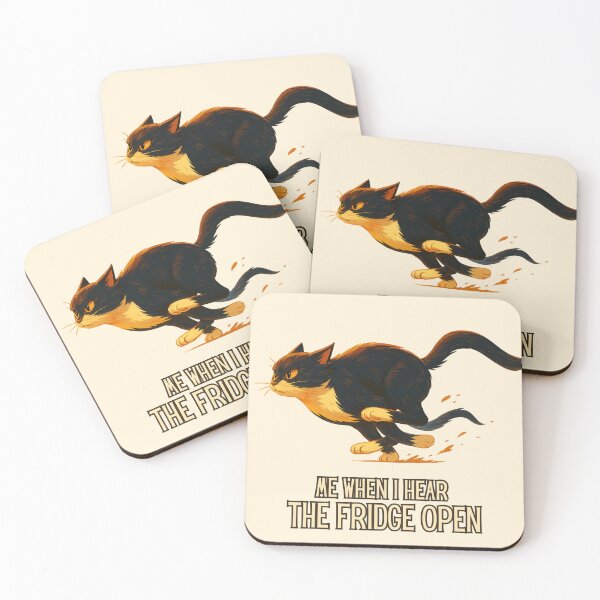 Item preview, Me When I Hear the Fridge Open – Funny Running Cat Meme Art designed and sold by MagicMeow1.
