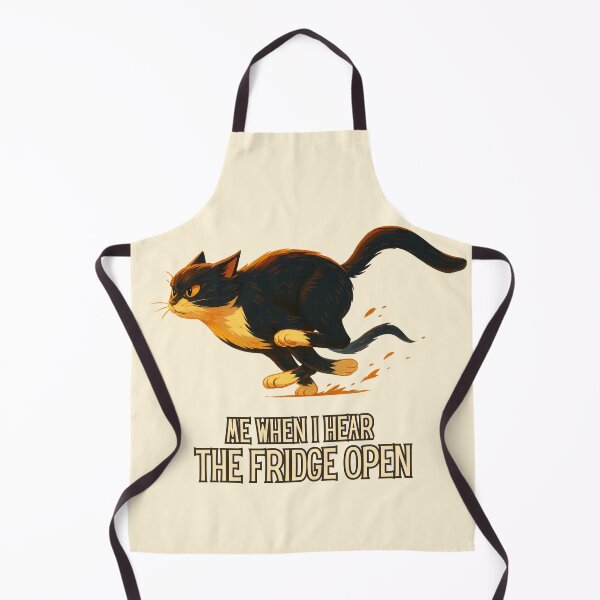 Item preview, Me When I Hear the Fridge Open – Funny Running Cat Meme Art designed and sold by MagicMeow1.