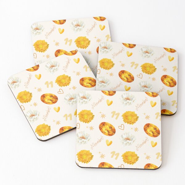 Item preview, November Birthstone & Flower | Watercolor Citrine & Chrysanthemum Pattern designed and sold by LoviqueLab.