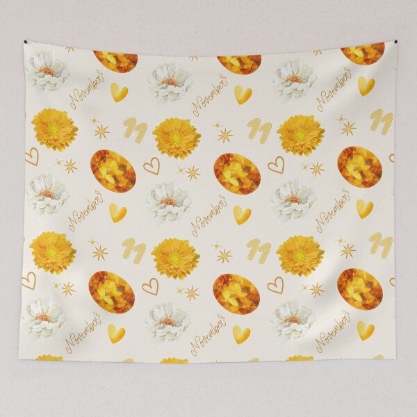 Item preview, November Birthstone & Flower | Watercolor Citrine & Chrysanthemum Pattern designed and sold by LoviqueLab.