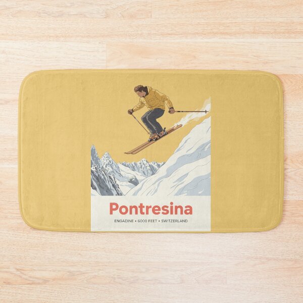 Item preview, Pontresina Vintage Ski Poster – Retro Swiss Alps Winter Sports Wall Art designed and sold by paulo silveira.