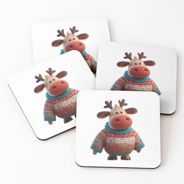 Item preview, Cute Christmas Moose in Colorful Knitted Sweater – Cozy Holiday Art designed and sold by Hakubiya.