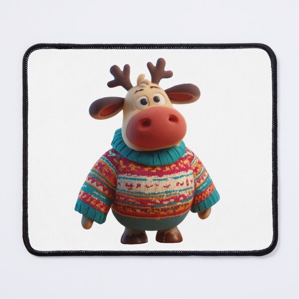 Item preview, Cute Christmas Moose in Colorful Knitted Sweater – Cozy Holiday Art designed and sold by Hakubiya.