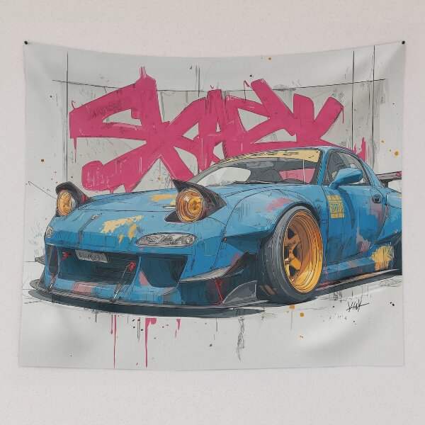 Item preview, Graffiti sports car three-quarter view designed and sold by PixelPack Design.