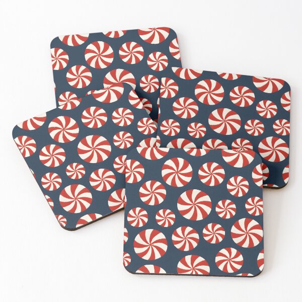 Item preview, Red and White Peppermint Candy Pattern on Dark Blue designed and sold by SassyArtistry.
