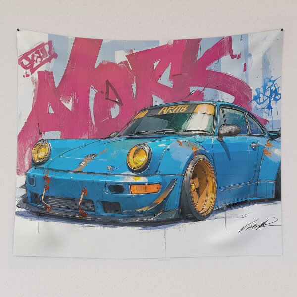 Item preview, Graffiti sports car three-quarter view designed and sold by PixelPack Design.