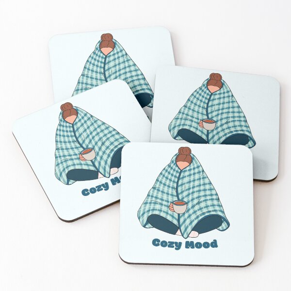 Item preview, Cozy Girl Wrapped in Plaid Blanket Holding Warm Drink Illustration.  designed and sold by Shiningsticker8.