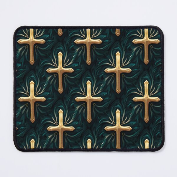 Item preview, Water Cross Moiré Pattern | Teal Gold Spiritual Wave Design Repeat designed and sold by ebocraft.