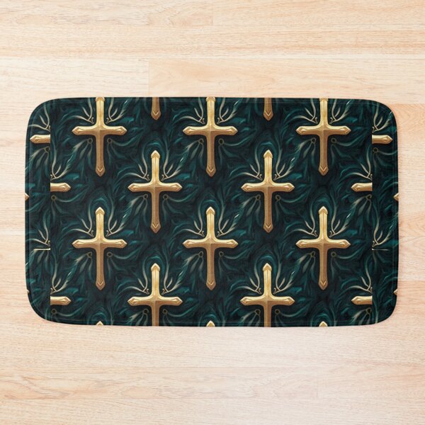 Item preview, Water Cross Moiré Pattern | Teal Gold Spiritual Wave Design Repeat designed and sold by ebocraft.