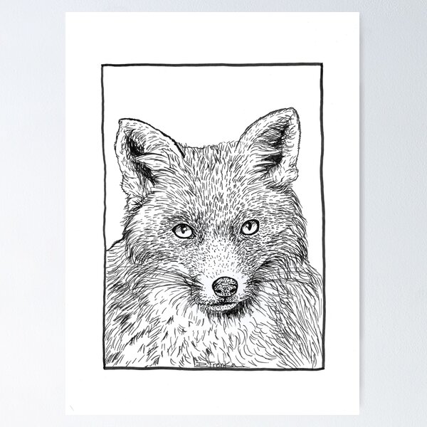 Item preview, Fox – Ink Illustration Line Art designed and sold by mistleafstudio.