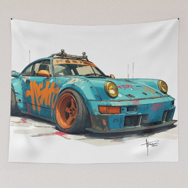 Item preview, Graffiti sports car three-quarter view designed and sold by PixelPack Design.