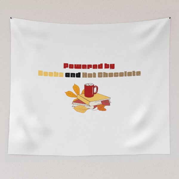 Item preview, "Powered by Books and Hot Chocolate" - Cozy Autumn Reading Design designed and sold by PixelQalam.