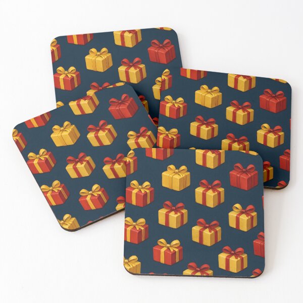 Item preview, Red and Gold Christmas Gift Boxes Pattern on Navy Background designed and sold by SassyArtistry.