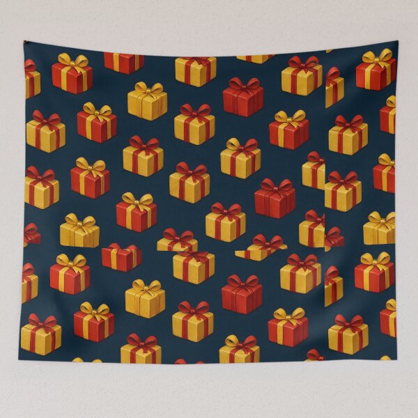 Item preview, Red and Gold Christmas Gift Boxes Pattern on Navy Background designed and sold by SassyArtistry.
