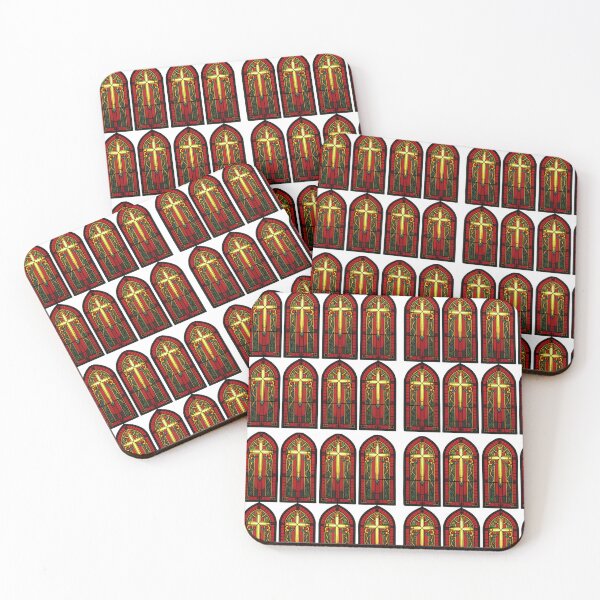 Item preview, Stained Glass Moiré Seamless Pattern | Vintage Cathedral Cross Repeat Design designed and sold by ebocraft.