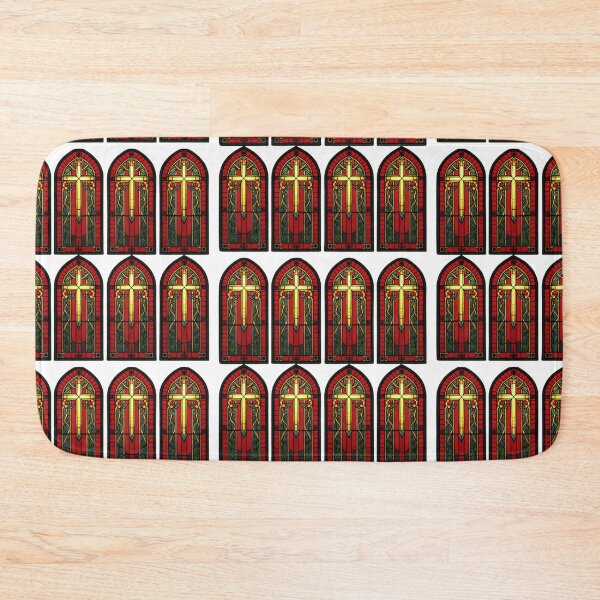Item preview, Stained Glass Moiré Seamless Pattern | Vintage Cathedral Cross Repeat Design designed and sold by ebocraft.