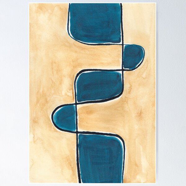 Aperçu de l'œuvre Kooky formes à l'ocre et l'indigo créée et vendue par bmakesart.