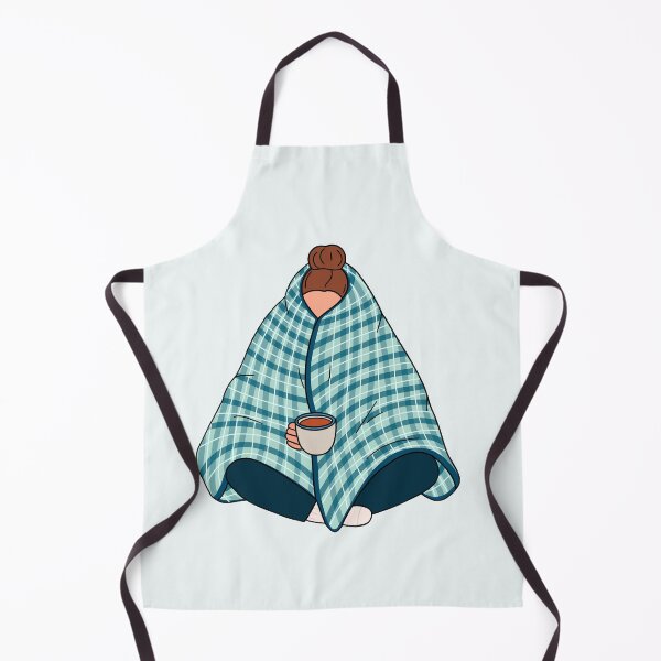 Item preview, Cozy Girl Wrapped in Plaid Blanket Holding Warm Drink Illustration designed and sold by Shiningsticker8.
