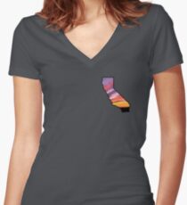 California State Sunset Graphic Women's Fitted V-Neck T-Shirt