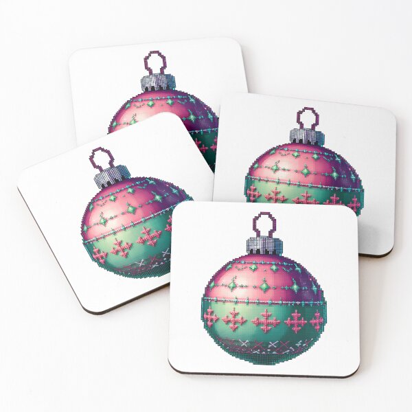 Item preview, Cute Pixel Christmas Ornament Ball with Shiny Highlights designed and sold by BankMano.