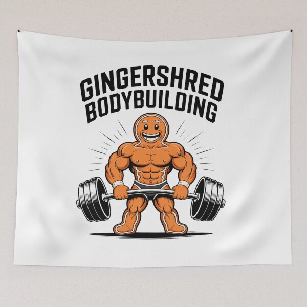 Item preview, Gingershred Bodybuilding – Funny Gingerbread Gym Cartoon designed and sold by Marcite.