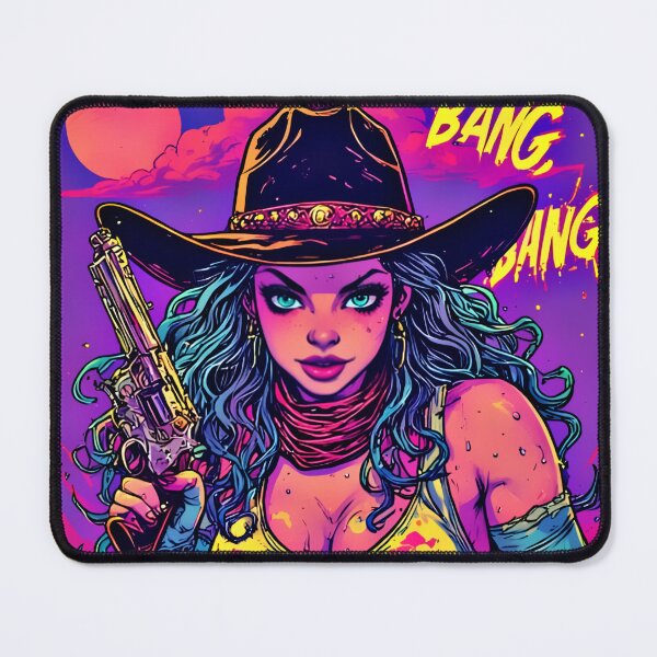 Item preview, Bang Bang Neon Outlaw Cowgirl – Retro Comic Psychedelic Pop designed and sold by Neer arts.