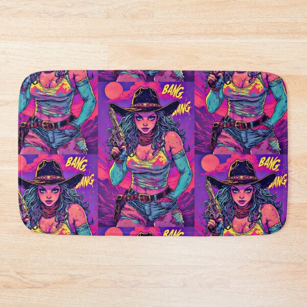 Item preview, Bang Bang Neon Outlaw Cowgirl – Retro Comic Psychedelic Pop designed and sold by Neer arts.