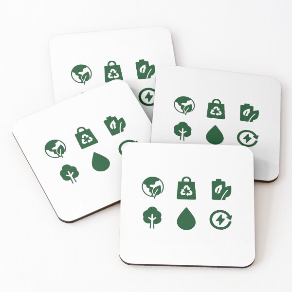 Item preview, Eco icon sets featuring earth, recycling bag, battery, tree, water drop, energy cycle, AI generated designed and sold by dvoevnore.