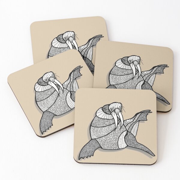 Item preview, Walrus - Intricate Hand-Drawn Ocean Wildlife Art designed and sold by alanamaeart.