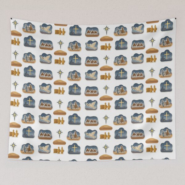 Item preview, Nativity scene set including three wise men, cross, star, dove, AI generated designed and sold by dvoevnore.