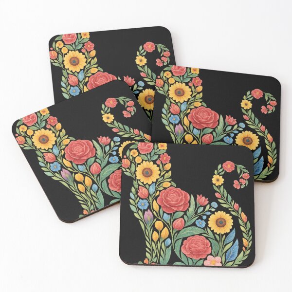 Item preview, Floral Cat Silhouette Botanical Flower Garden Art Watercolor designed and sold by haitrieuic96.