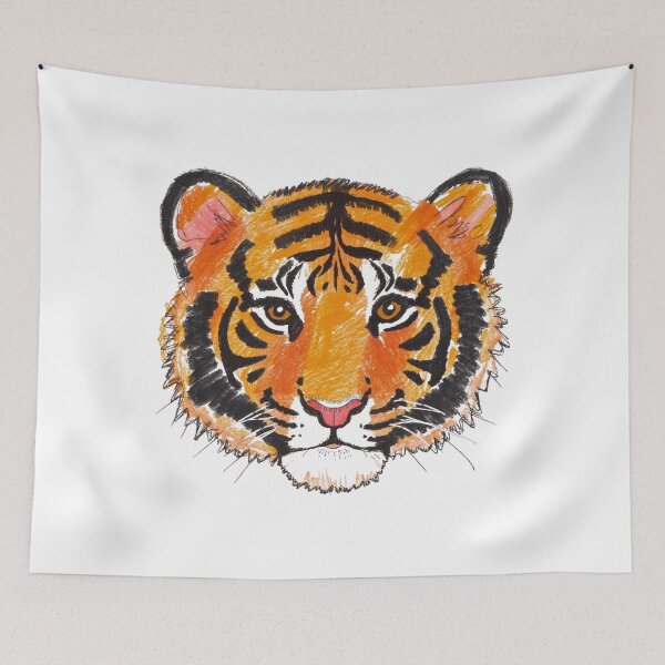 Item preview, Hand-Drawn Tiger Face – Crayon Style Animal Illustration designed and sold by Kavya Art.