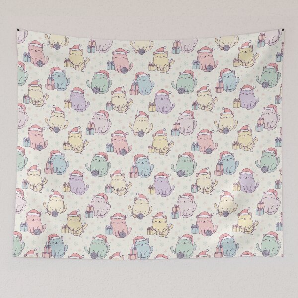 Item preview, “Seamless pattern featuring kawaii Christmas kittens  designed and sold by Meemaart.