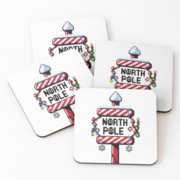 Item preview, Cute Pixel North Pole Signpost with Candy Stripes designed and sold by BankMano.