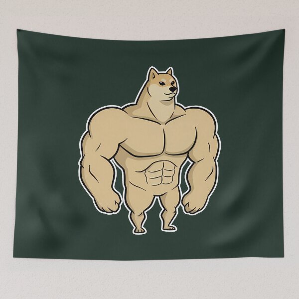 Item preview, Strong Doge Meme – Buff Shiba Cartoon – Funny Dog Reaction designed and sold by lemonfishing.
