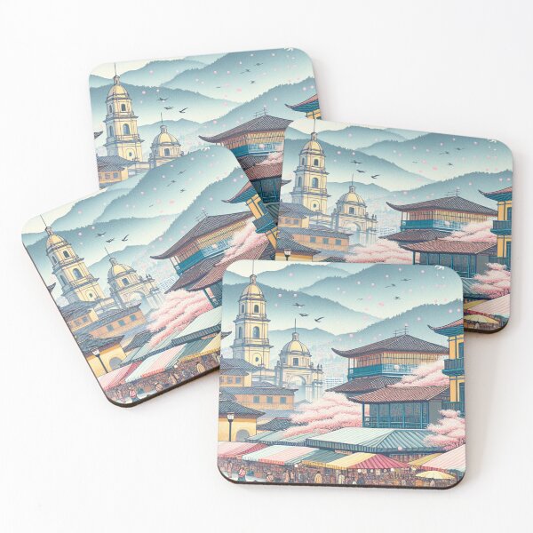 Item preview, Ukiyo-e Woodblock Print of Bogotá, Colombia – Edo-Style Japanese Fusion Cityscape designed and sold by Vandy Fullam.