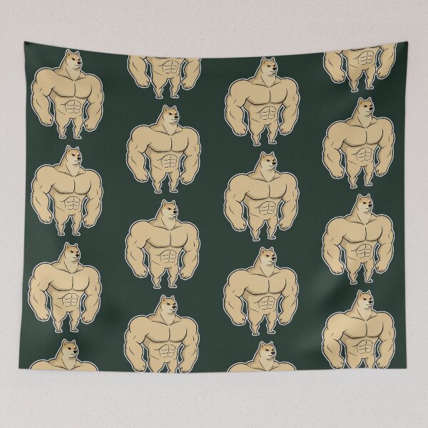 Item preview, Strong Doge Meme – Buff Shiba Cartoon – Funny Dog Reaction(small-ver) designed and sold by lemonfishing.