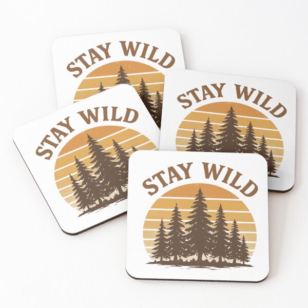 Item preview, Stay Wild – Vintage Forest Silhouette with Retro Sunset Linework designed and sold by DaEeX.