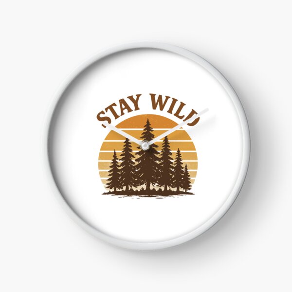 Item preview, Stay Wild – Vintage Forest Silhouette with Retro Sunset Linework designed and sold by DaEeX.